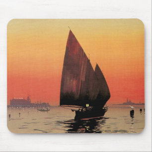 Vintage Travel, Boats at Excelsior Palace Venice Mouse Mat