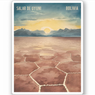 Vintage Travel Bolivia Uyuni Salt Flat Landscape