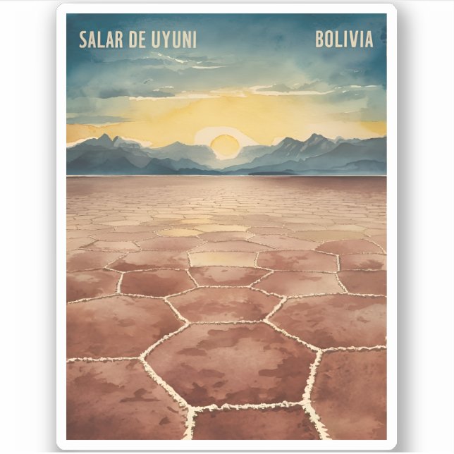 Vintage Travel Bolivia Uyuni Salt Flat Landscape (Front)