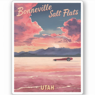 Vintage Travel Bonneville Salt Flats Utah Retro