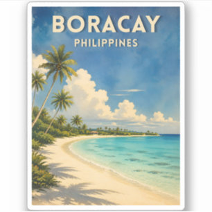 Vintage Travel Boracay Philippines Retro Beach