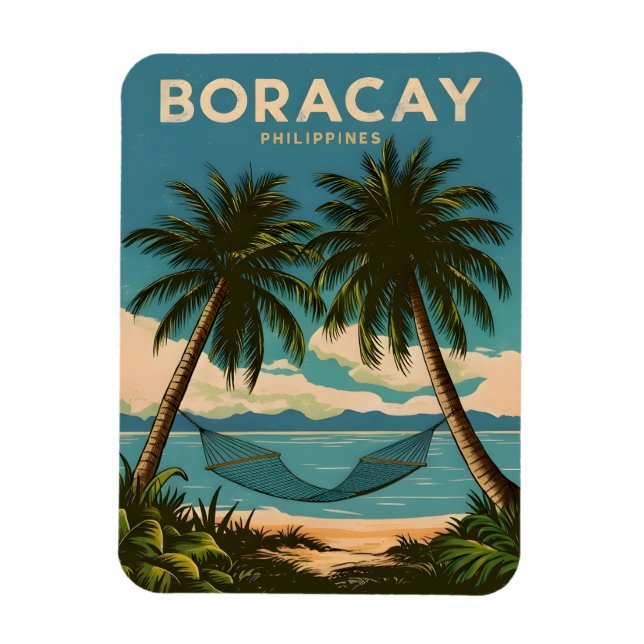 Vintage Travel Boracay Philippines Retro Scenic Magnet (Vertical)