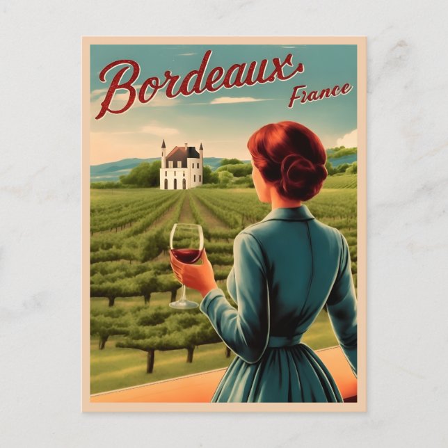 Vintage Travel Bordeaux France Retro Scenic Postcard (Front)