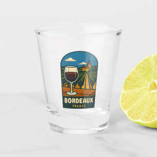Vintage Travel Bordeaux France Vineyard Retro Shot Glass