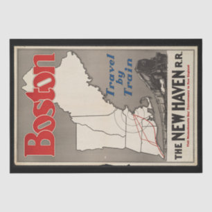 Vintage Travel Boston New Haven Railroad Train Tissue Paper