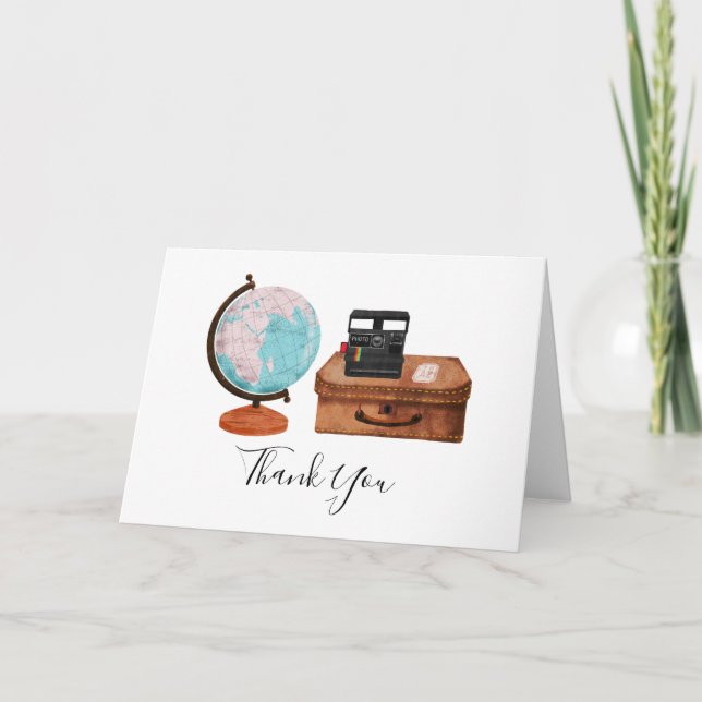 Vintage Travel Bridal Shower Thank You Card (Front)