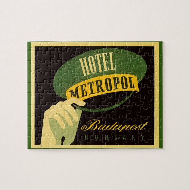 Vintage Travel Budapest Hungary Bellhop Hat Jigsaw Puzzle (Horizontal)