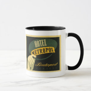 Vintage Travel Budapest Hungary Hotel Label Art Mug