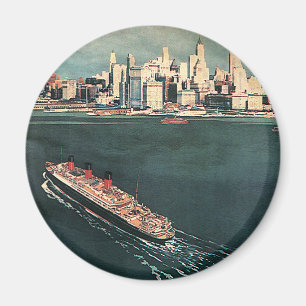 Vintage Travel by Cruise Ship to New York City Magnet