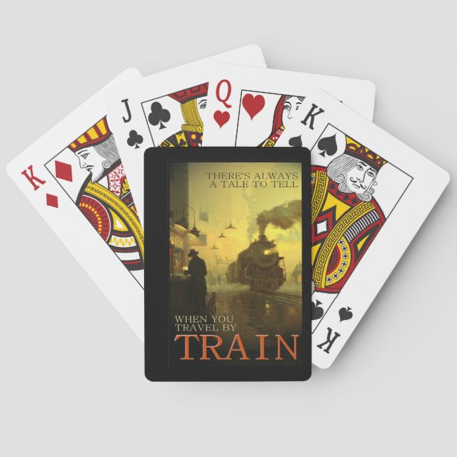 Vintage Travel By Train  Playing Cards (Back)
