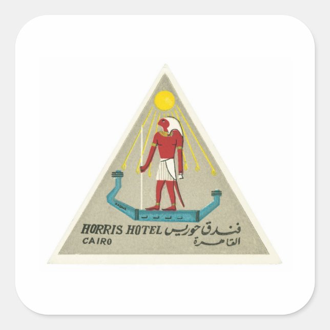 Vintage Travel Cairo Egypt Hotel Label Art (Front)