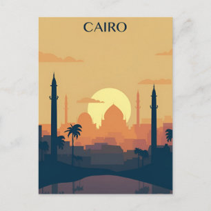 vintage travel Cairo Egypt Pyramids & Sphinx Giza Postcard