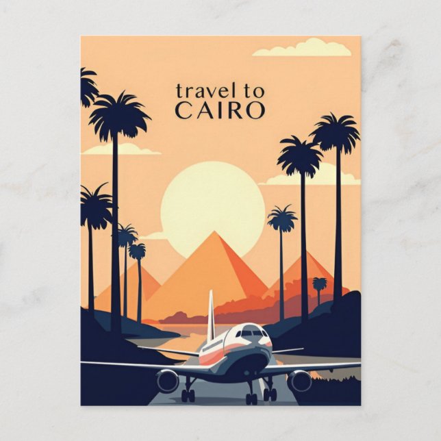 vintage travel Cairo Egypt Pyramids & Sphinx Giza Postcard (Front)