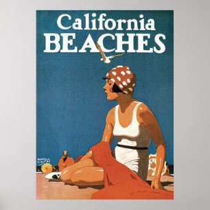 Vintage Travel California Beaches America Poster