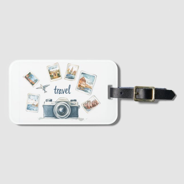 Vintage Travel Camera  Adventure Design Luggage Tag (Front Horizontal)