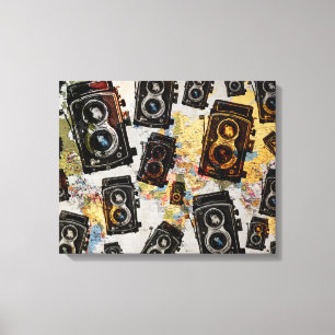 Vintage Travel Camera Pattern Canvas Print