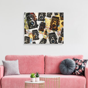 Vintage Travel Camera Pattern Canvas Print