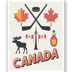 Vintage Travel Canada National Icons Vector Style 