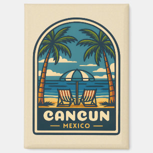 Vintage Travel Cancun Mexico Beach Seaside Retro Magnet