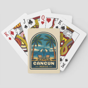 Vintage Travel Cancun Mexico Beach Seaside Retro Playing Cards