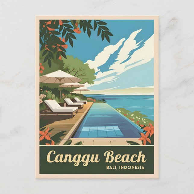Vintage Travel Canggu Bali Indonesia Retro Scenic Postcard (Front)