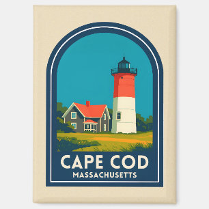 Vintage Travel Cape Cod Nauset Lighthouse Retro Magnet