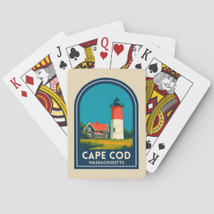 Vintage Travel Cape Cod Nauset Lighthouse Retro Playing Cards
