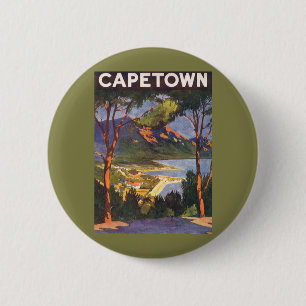 Vintage Travel, Cape Town, a City in South Africa 6 Cm Round Badge