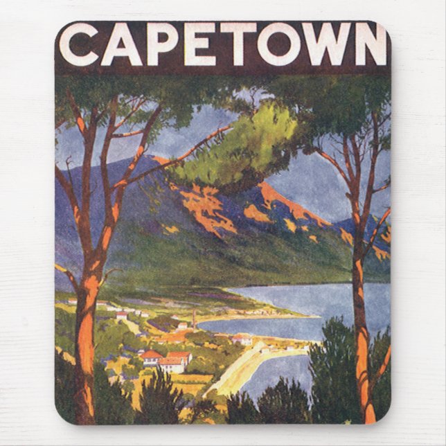 Vintage Travel, Cape Town, a City in South Africa Mouse Mat (Front)