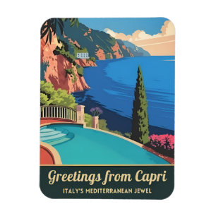 Vintage Travel Capri Italy Seaside Retro Scenic Magnet