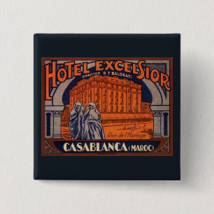 Vintage Travel, Casablanca in Morocco, Africa 15 Cm Square Badge