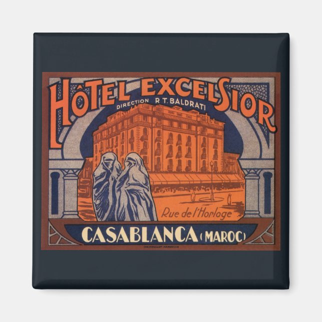 Vintage Travel, Casablanca in Morocco, Africa Magnet (Front)