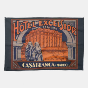 Vintage Travel, Casablanca in Morocco, Africa Tea Towel