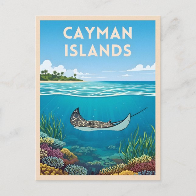 Vintage Travel Cayman Islands Underwater Nature Postcard (Front)