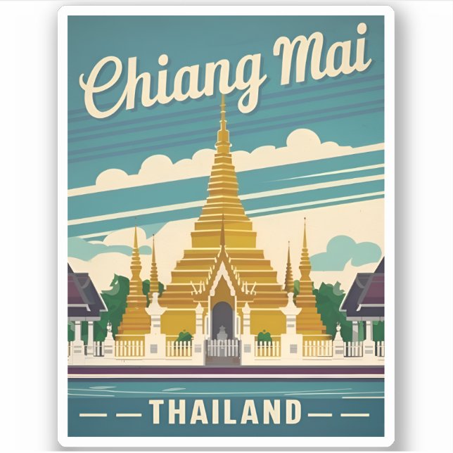 Vintage Travel Chiang Mai Thailand Retro Graphic (Front)