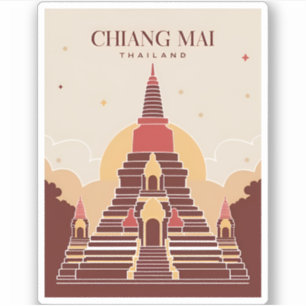 Vintage Travel Chiang Mai Thailand Vector Graphic