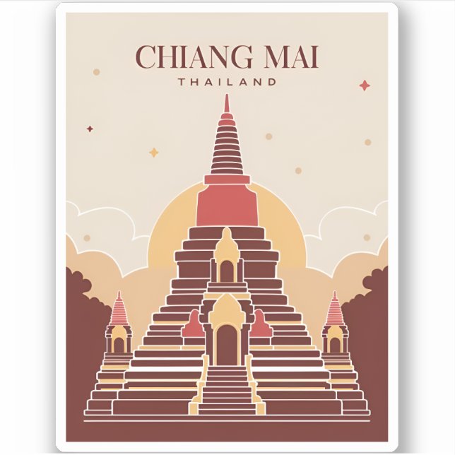 Vintage Travel Chiang Mai Thailand Vector Graphic (Front)
