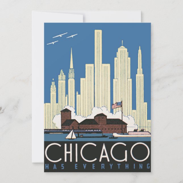 Vintage Travel Chicago Has Everything City Skyline (Front)