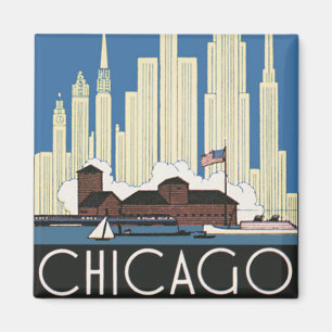 Vintage Travel Chicago Has Everything City Skyline Magnet