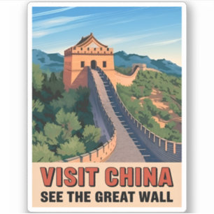 Vintage Travel China Great Wall Retro Landscape