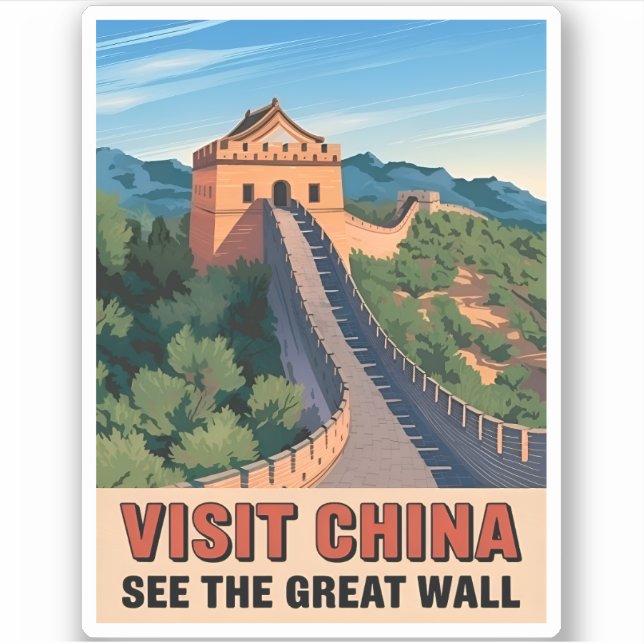 Vintage Travel China Great Wall Retro Landscape (Front)