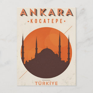 Vintage travel city Ankara Turkey vacation retro  Postcard