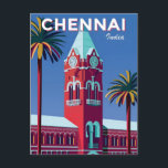 Vintage travel city Chennai India vacation retro Postcard<br><div class="desc">vintage,  retro,  travel,  modern,  watercolor,  classic,  city,  Chennai,  India, </div>