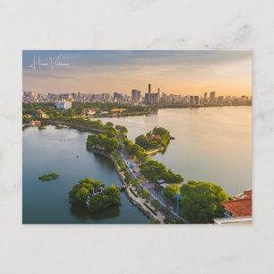 Vintage travel city hanoi vietnam retro vacation postcard