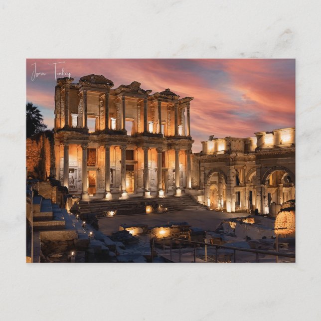Vintage travel city Izmir Turkey Ephesus Acropolis Postcard (Front)