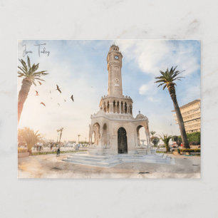 Vintage travel city Izmir Turkey Ephesus Acropolis Postcard