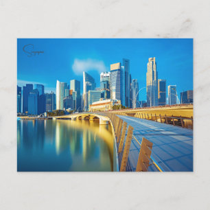 Vintage travel city Singapore skyline retro  Postcard