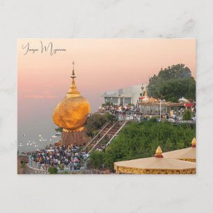 Vintage travel city Yangon Myanmar Buddhism Altar Postcard
