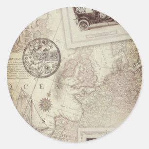 Vintage travel classic round sticker