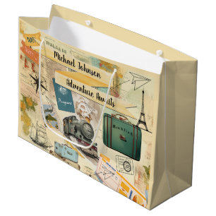 Vintage Travel Collage 2 Large Gift Bag